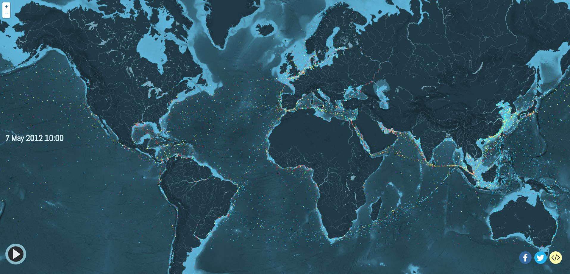 Визуализация глобального судоходного трафика