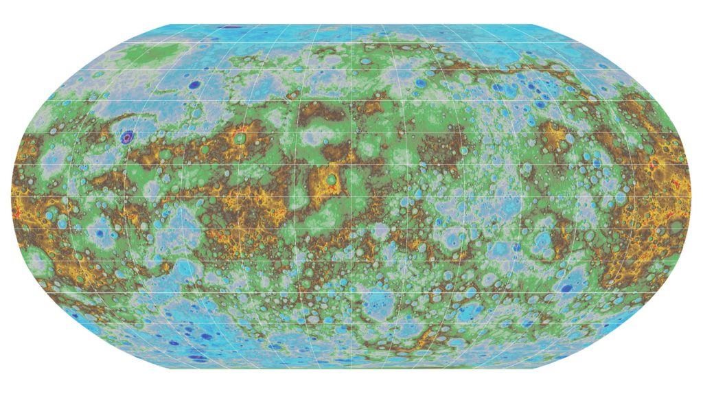 Глобальная топографическая карта Меркурия.