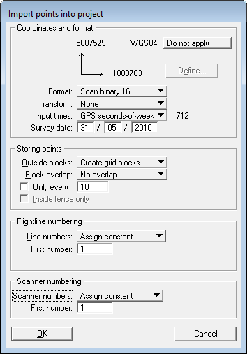 Import points into project